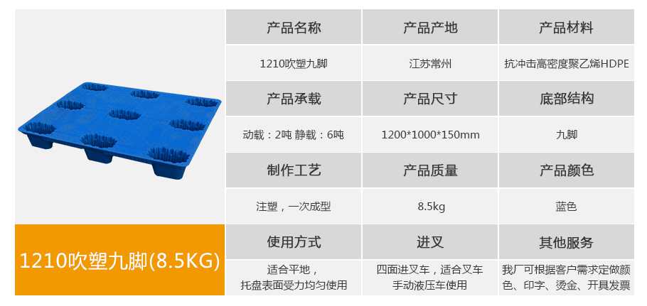星空网页版
塑业1210九脚吹塑托盘8.5kg