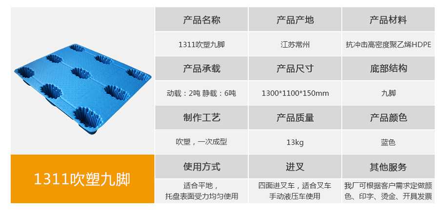 星空网页版
塑业1311九脚吹塑托盘