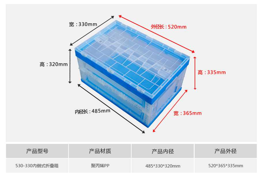 星空网页版
塑业530-330塑料内倒式折叠周转箱透明款