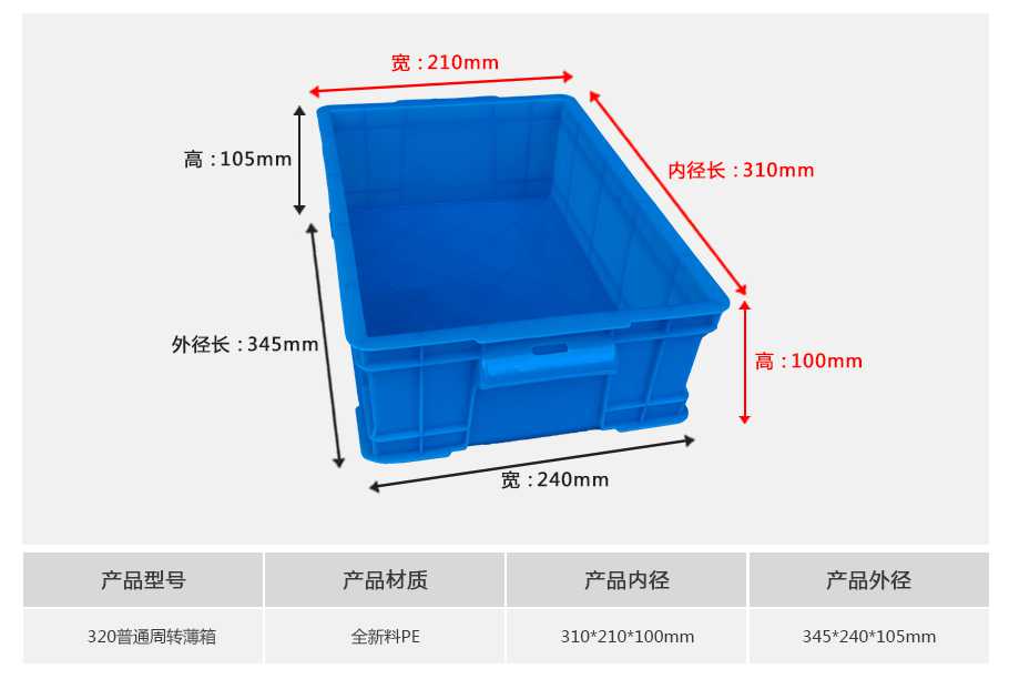 星空网页版
塑业320塑料周转箱薄箱