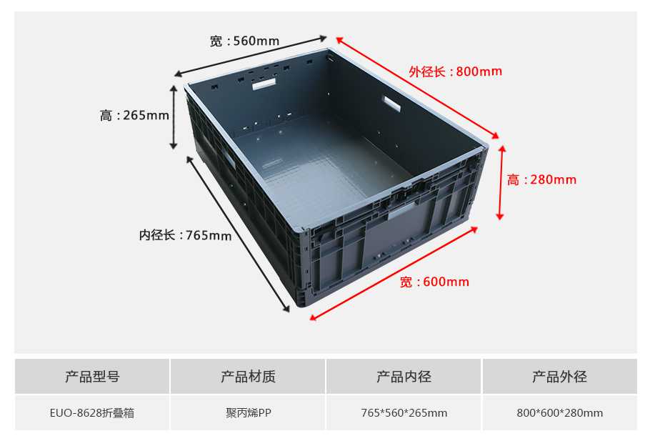 星空网页版
塑业EUO8628塑料折叠物流箱